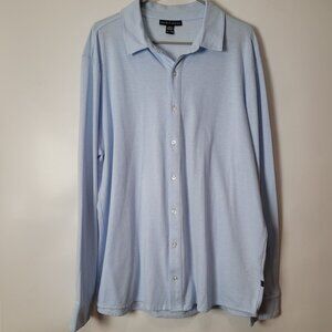 Prim + Preux Mens Light Blue Long Sleeve Button-Up Shirt XL Cotton/Poly Blend